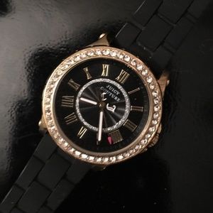 Juicy Couture Watch Black Gold NEEDS NEW BATTERY